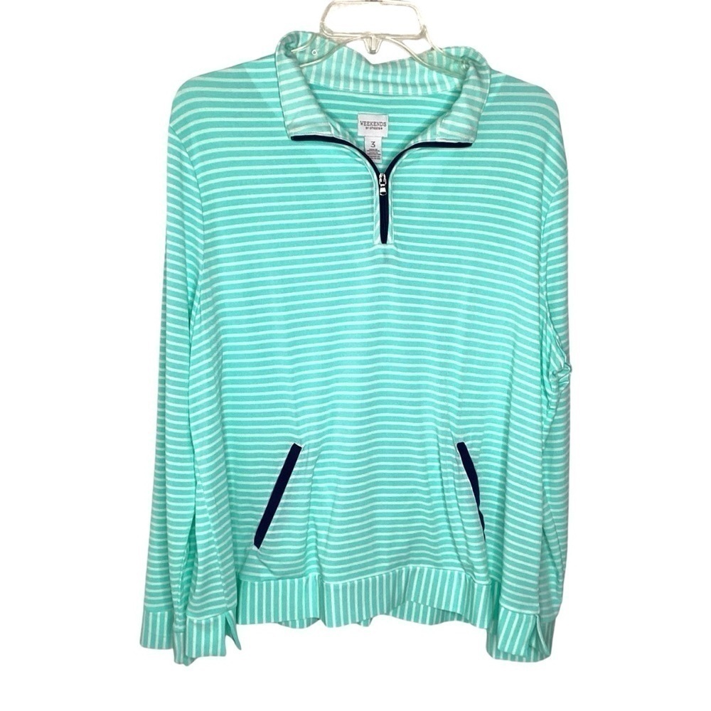 Chico’s Weekends‎ Nicholle Top XL Green Blue EUC